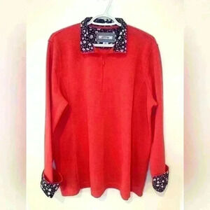 ORVIS 1/4 Zip Pullover with Floral Accents